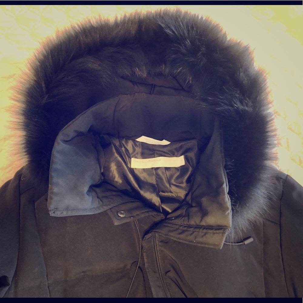 Fur hooded long down winter coat